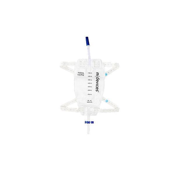mDevices Leg Bag 750ml T Tap Non Return Valve 10cm Short Tube Elastic Straps by MDevices in Leg_Bag 750ml
