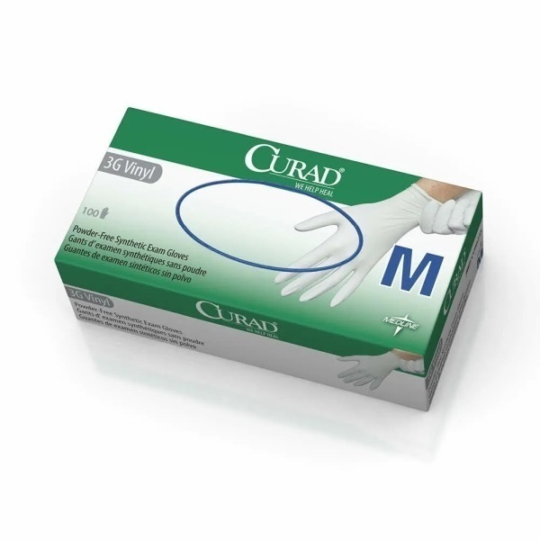 Curad 3G PF Vinyl Gloves M Box 100 by Curad in Vinyl Non Sterile