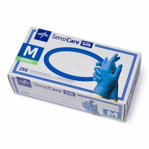Sensicare Silk PF Nitrile Blue Gloves Medium Box 250 by Sensicare in Nitrile Non Sterile