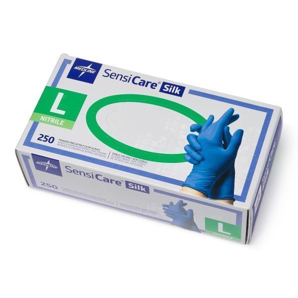 Sensicare Silk PF Nitrile Blue Gloves Large Box 250 by Sensicare in Nitrile Non Sterile