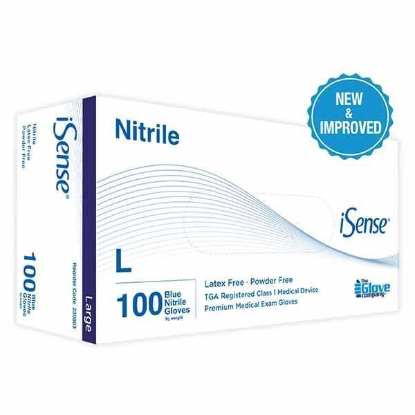 iSense Blue Nitrile Glove Extra Large Box 100 by iSense in Nitrile Non Sterile