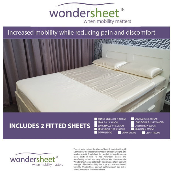 Wondersheet King Single Fitted Sheet 107cm x 203cm Cream 35cm Depth by Wondersheet in Other Slide Sheets