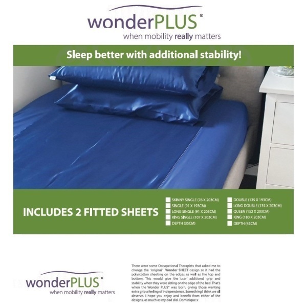 Wondersheet Plus Fitted Sheets King Single 107cm x 203cm Blue 35cm Depth (2) by Wondersheet in Other Slide Sheets