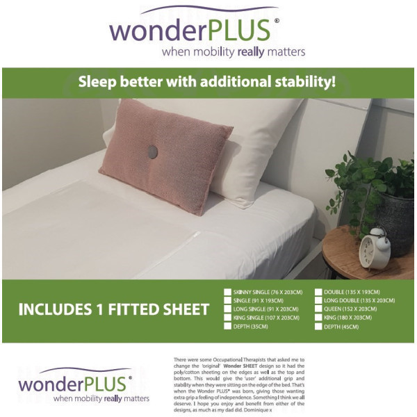 Wondersheet Plus Fitted Sheet Queen 152cm x 203cm Depth 45cm White by Wondersheet in Other Slide Sheets