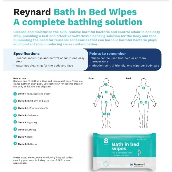 Reynard Bath in Bed Wipes 33x23cm Pack 8 - Image 4