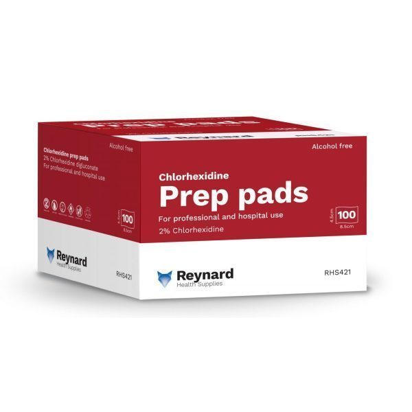 Reynard Chlorhexidine Prep Pads 4.5x8.5cm Box 100 by Reynard in Other Cleansing