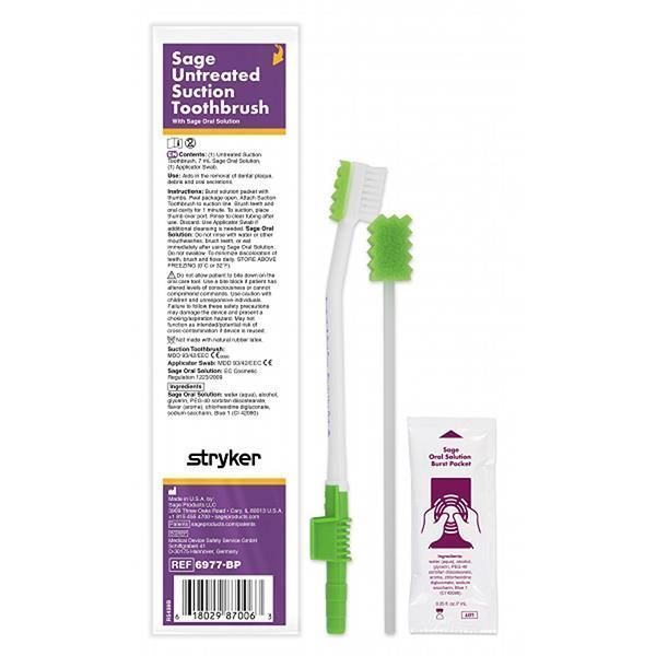 Untreated Suction Toothbrush with Applicator Swab And Oral Solution Burst by Sage in Oral Care Brushes