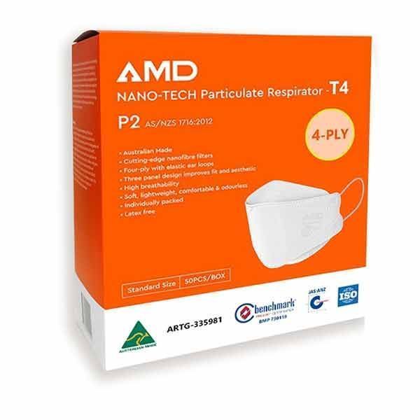 Nano-Tech Particulate Respirator T4 Earloop Box 50 by AMD in N95