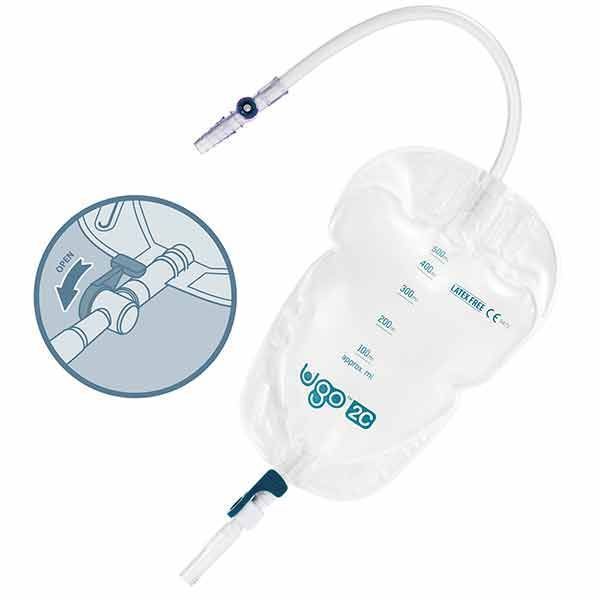 Ugo Community Leg Bag long-tube Lever Tap 500ml Box 10 by Ugo in Leg_Bag 500ml