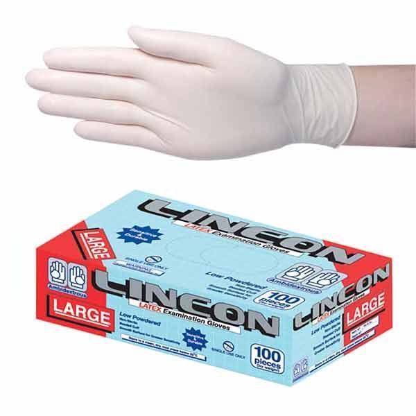 Lincon Lincon Latex Examination Gloves Low Powder Large Box 100 product image for SEO and accessibility