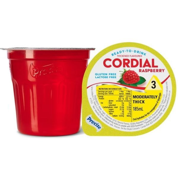 Precise Ready to drink Raspberry Cordial Moderately Thick/Level 3 185ml - Precise product image for SEO optimization