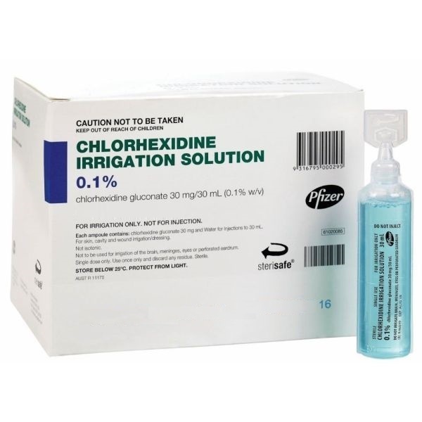 Chlorhexidine Irrigation 0.1% Ampoule 30ml - Pfizer product image for SEO optimization