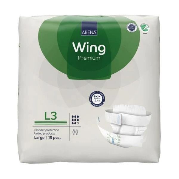 Image of Abena Wing L3 Green 3500ml 90cm-135cm Pk15 by Abena