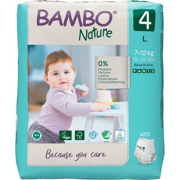 Image of Bambo Nature Pull Up Pants 7-12kg 727ml Lycra Ctn100 by Bambo Nature
