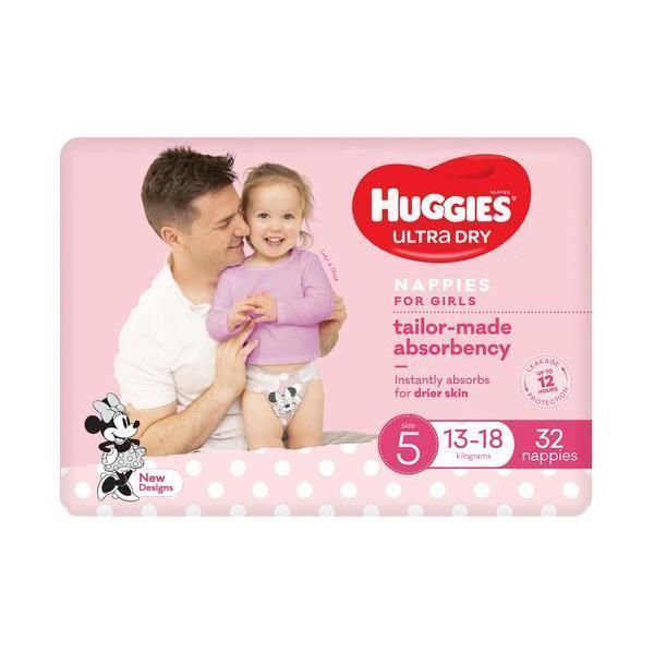 Image of Huggies Ultra-Dry Walker Girl 13-18kg Carton 128 by Huggies