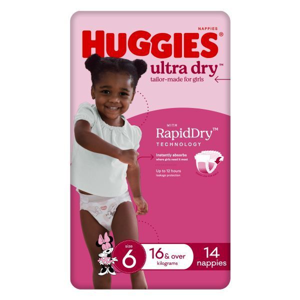Image of Huggies Ultra-Dry Junior Girl 16kg + Pk14 by Huggies