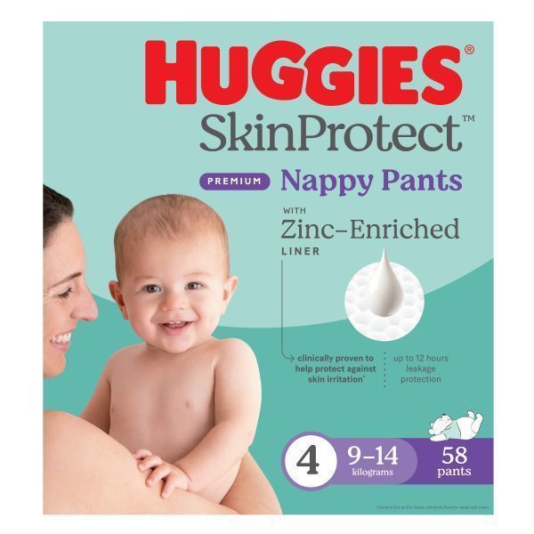 Image of Huggies Skin Protect Nappy Pants Size 4 10-15Kg Carton 58 by Huggies