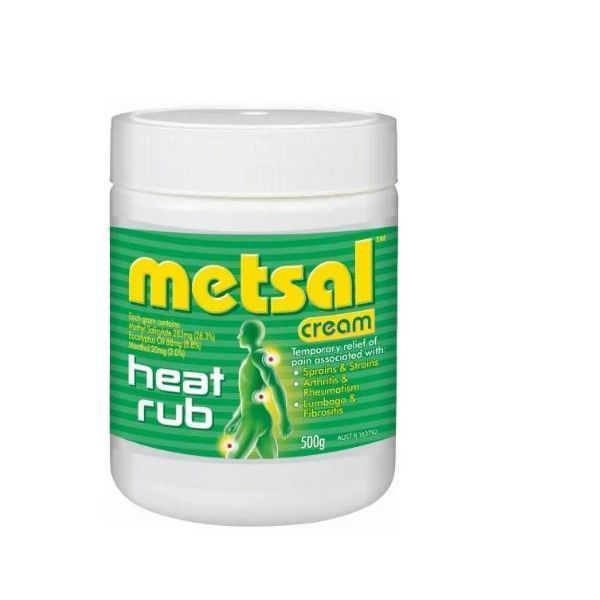 Metsal Cream Heat Rub 500g Tub - Metsal product image for SEO optimization
