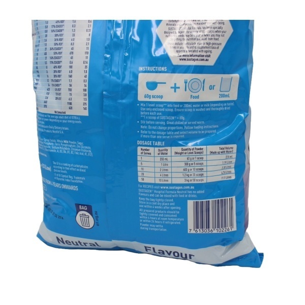 Sustagen Powder Hospital Formula Neutral 3kg Bag - Image 2