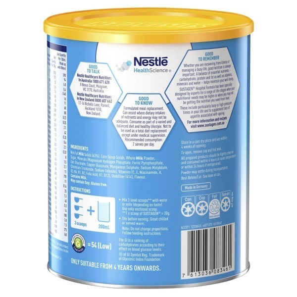 Sustagen Powder Hospital Formula Vanilla 840g Can - Image 3