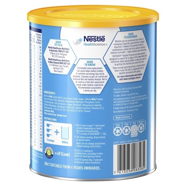 Sustagen Powder Hospital Formula Chocolate 840g Can - Image 5