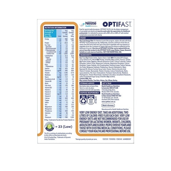 Optifast Very Low Calorie Diet Bar Cappuccino 65g Pack 6 - Image 3