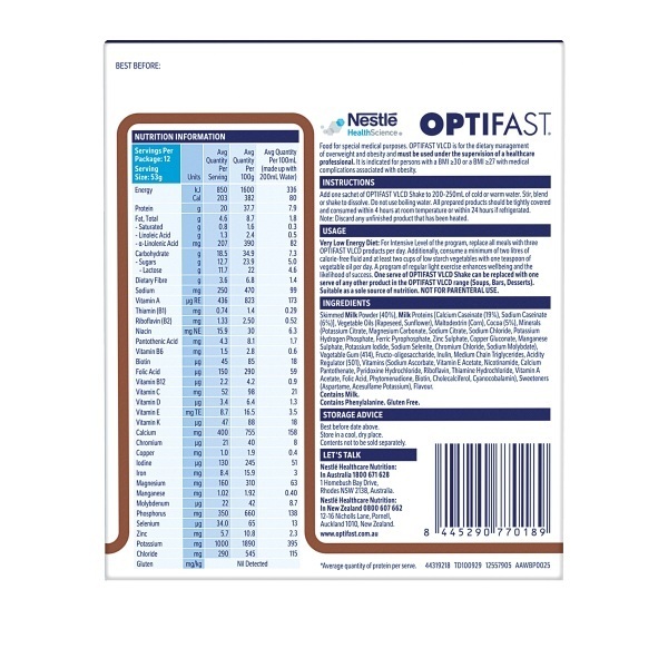 Optifast Very Low Calorie Diet Shake Chocolate 53g Pack 12 - Image 3