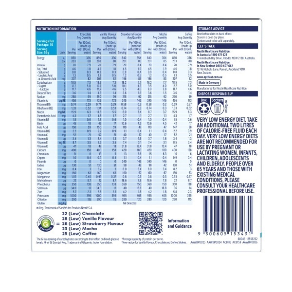 Optifast Very Low Calorie Diet Milk Shake Assorted 53g Sachets Pack 10 - Image 2