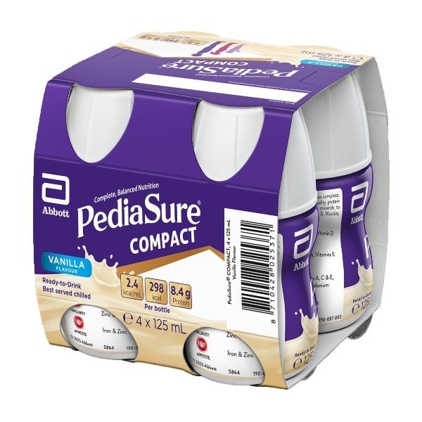 PediaSure Compact Vanilla 2.4Kcal 125ml Pack 4 - PediaSure product image for SEO optimization