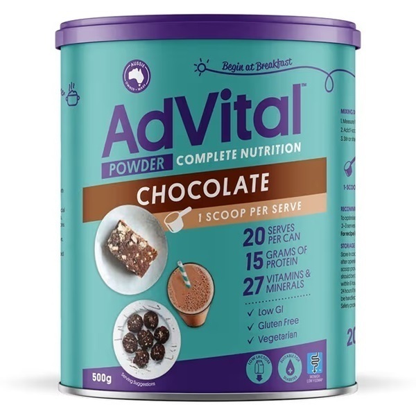 AdVital Nutritionally Complete Chocolate Powder 500g - AdVital product image for SEO optimization
