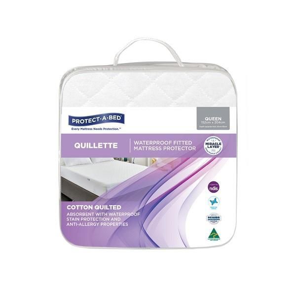 Image of Cotton Quilted Fitted Mattress Protector Waterproof 1200ml Queen by Protect-A-Bed