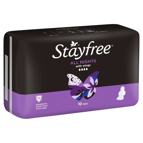 Image of Stayfree Overnight with Wings Carton 6 Packet 10 by Stayfree