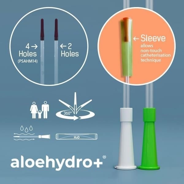 Image of Aloe Hydro Plus Hydrophilic Catheter with Water Sachet 40cm Male FG14 by Aloe Hydo