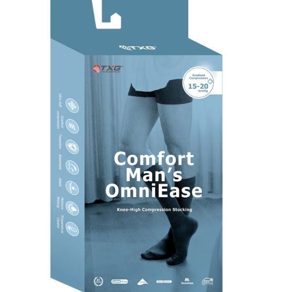 TXG TXG Compression Stockings Gentlemans Comfort Omniease Med 15-20mmHG Black product image for SEO and accessibility
