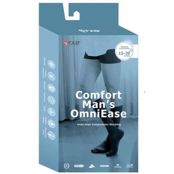 TXG TXG Compression Stockings Gentlemans Comfort Omniease Large 15-20mmHG Black product image for SEO and accessibility