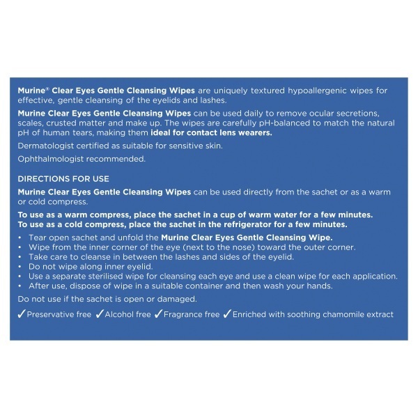 Murine Clear Eye Wipes Pack 30 - Image 2
