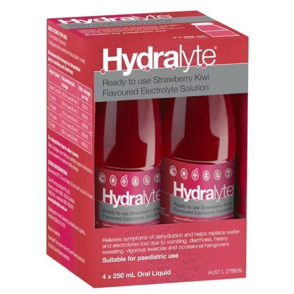 Hydralyte Strawberry And Kiwi Fruit 250ml Pack 4 - Hydralyte product image for SEO optimization
