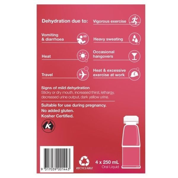 Hydralyte Strawberry And Kiwi Fruit 250ml Pack 4 - Image 4