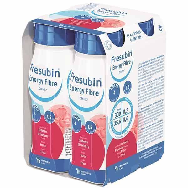 Fresubin Energy Fibre Drink Strawberry 200mL Easybottle Pack 4 - Fresubin product image for SEO optimization