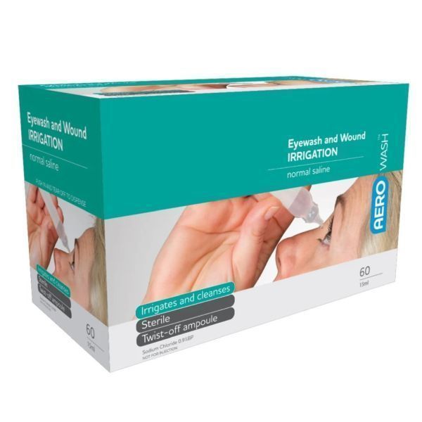 Aerowash Saline 15ml Eyewash and Wound Irrigation Pk60 - Aerowash product image for SEO optimization