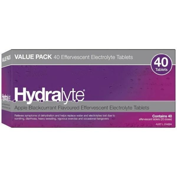 Hydralyte Effervescent Apple and Blackcurrant 40 Tabs - Hydralyte product image for SEO optimization