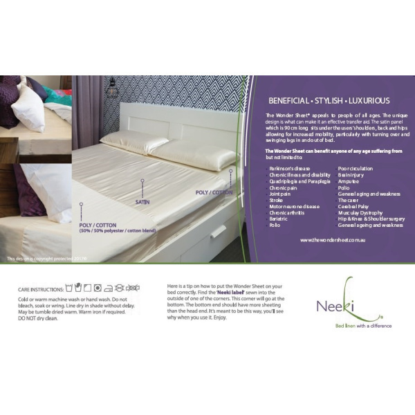 Wondersheet Skinny Single Fitted Sheet 76 x 203cm Cream 35cm depth - Image 2