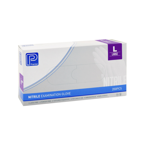 Premier Glove Examination Nitrile Powder Free Violet Blue Large Box 200