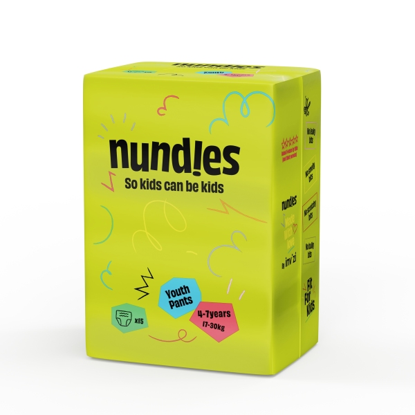 Image of Nundies Youth Pants 4-7Yrs 17-30kg 800ml Pk15 by Nundies