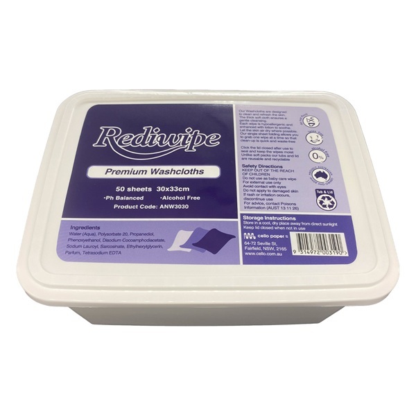 Rediwipe Premium Wash Cloths Tub50