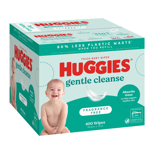 Huggies Baby Wipes Fragrance Free Refill 19.5x17cm Box 400