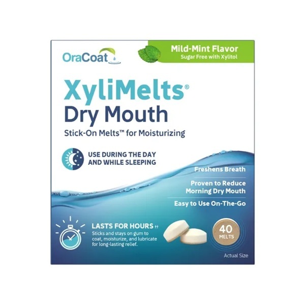 OraCoat XyliMelts Dry Mouth Stick-On Melts Mild Mint Box 40