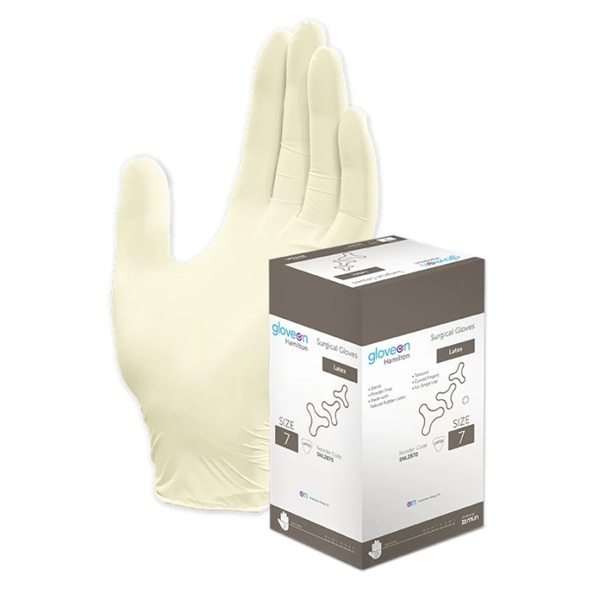 GloveOn Hamilton Latex Surgical Gloves Sterile Size 6.5 Box 50