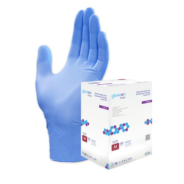 GloveOn Aegis Sterile Nitrile Exam Gloves Long Cuff Large Box 50