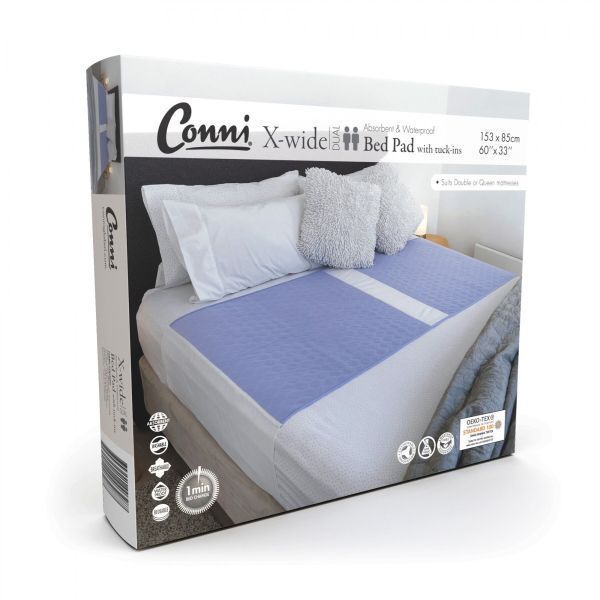 Image of Conni Dual Extra Wide Waterproof Bed Pad with Tuckins 153x85cm Mauve by Conni
